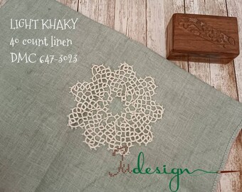 40 Count LIGHT KHAKY Hand Dyed Linen for Cross Stitch