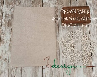 40 count BROWN PAPER hand dyed Verdal evenweave for cross stitch, hardanger, blackwork, embroidery works 38x27 inch
