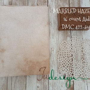 16 count MARBLED HAZELNUT hand dyed Aida for cross stitch, hardanger, blackwork, embroidery works 19x27 inch