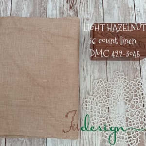 36 count LIGHT HAZELNUT hand dyed linen for cross stitch, hardanger, blackwork, embroidery works 19x27 inch