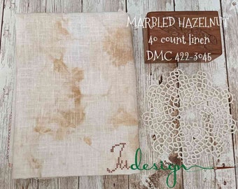 40 count MARBLED HAZELNUT hand dyed linen for cross stitch, hardanger, blackwork, embroidery works 38x27 inch