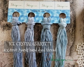 ICE CRYSTAL QUARTETT hand dyed thread collection with solid colors for embroidery, cross stitch, punto cruz, point de croix, blackwork
