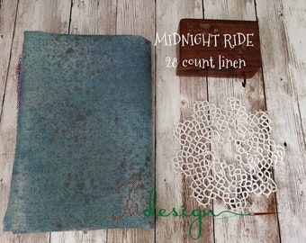 28 count MIDNIGHT RIDE hand dyed linen for cross stitch, hardanger, blackwork, embroidery works 19x27 inch