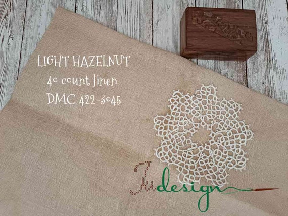 40 Count LIGHT HAZELNUT Hand Dyed Linen for Cross Stitch