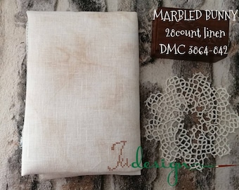 28 count MARBLED BUNNY hand dyed linen for cross stitch, hardanger, blackwork, embroidery works 19x27 inch