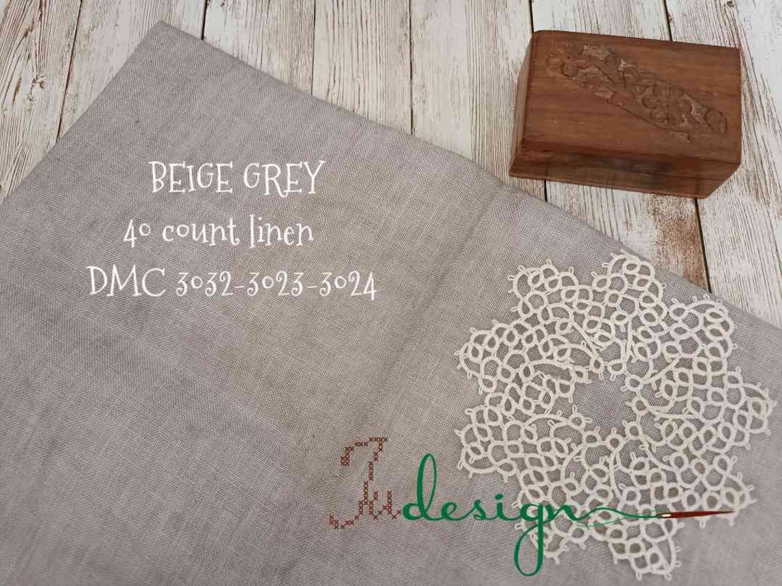 40 Count BEIGE GREY Hand Dyed Linen for Cross Stitch, Hardanger ...