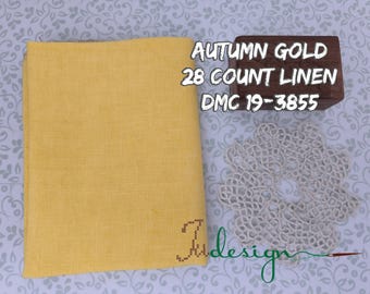 Linho tingido à mão na cor OURO DE OUTONO, 28 fios, para ponto cruz, hardanger, bordado preto e outras técnicas de bordado. Medidas: 96,5 x 68,5 cm (38 x 27 polegadas).