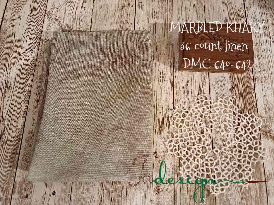 kahki♡ 36 Count MARBLED KHAKY Hand Dyed Linen for Cross Stitch
