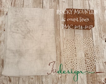 Linho ROCKY MOUNTAIN tingido à mão, 36 fios, para ponto cruz, hardanger, bordado preto e outras técnicas de bordado. Medidas: 96,5 x 68,5 cm (38 x 27 polegadas).