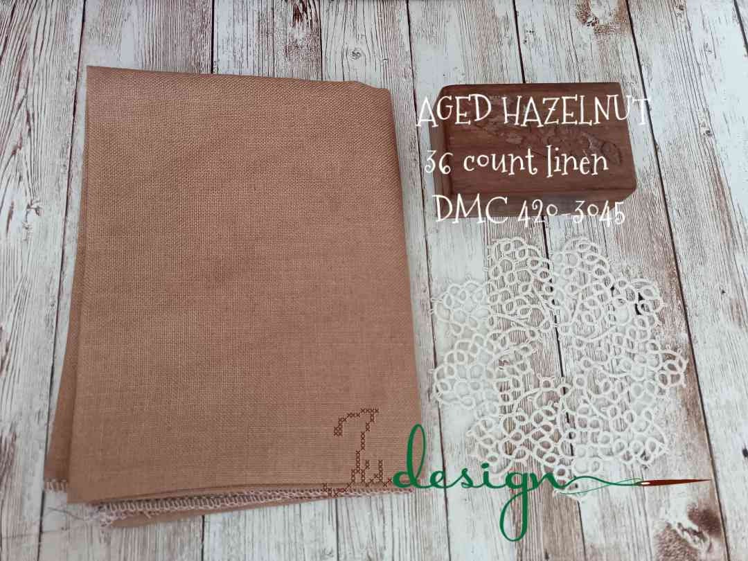 36 Count AGED HAZELNUT Hand Dyed Linen for Cross Stitch, Hardanger