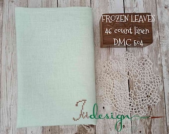 Linho tingido à mão com estampa de folhas congeladas (46 fios) para ponto cruz, hardanger, bordado preto e outras técnicas de bordado. Medidas: 48 x 74 cm (19 x 29 polegadas).