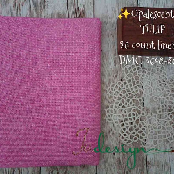 28 count TULIP hand dyed opalescent linen for cross stitch, hardanger, blackwork, embroidery works 19x27 inch