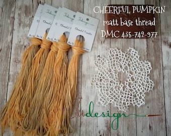 Hand painted matt cotton floss CHEERFUL PUMPKIN hand dyed thread for embroidery, cross stitch, punto cruz, point de croix, blackwork