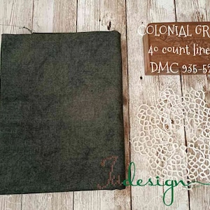 40 Count COLONIAL GREEN Hand Dyed Linen for Cross Stitch