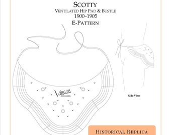 Scotty geventileerde heup- en billenpad #E100 | E-PATTERN DOWNLOAD | Historisch naaipatroon | Edwardiaanse | Silhouet Enhancer