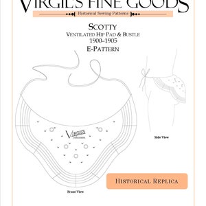 Scotty Ventilated Hip and Bum Pad E100 E-PATTERN DOWNLOAD Historical Sewing Pattern Edwardian Silhouette Enhancer image 1