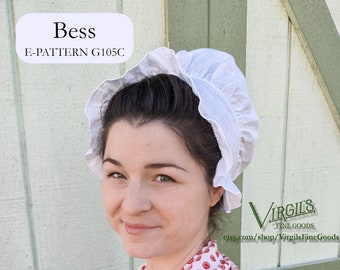 E-PATTERN &quot;Bess&quot; Cap 1770s | G105C | 18th Century Millinery | Simple Cap Pattern | Virgil&#39;s Fine Goods Historical Sewing Patterns
