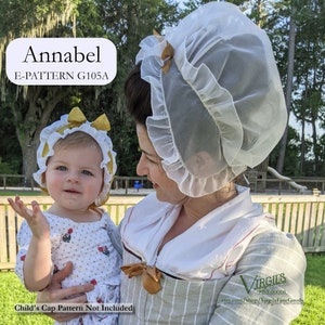 E-PATTERN Annabel Cap 1770s G105A 18th Century Fancy Cap Pattern Hand Stitching Virgil's Fine Goods Historical Sewing Patterns image 1