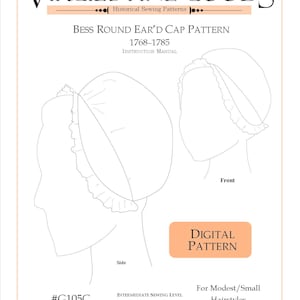 E-PATTERN "Bess" Cap 1770s | G105C | 18th Century Millinery | Simple Cap Pattern | Virgil's Fine Goods Historical Sewing Patterns image 2