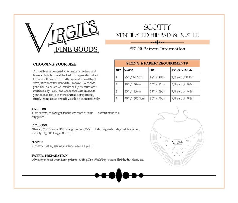 Scotty Ventilated Hip and Bum Pad E100 E-PATTERN DOWNLOAD Historical Sewing Pattern Edwardian Silhouette Enhancer image 2