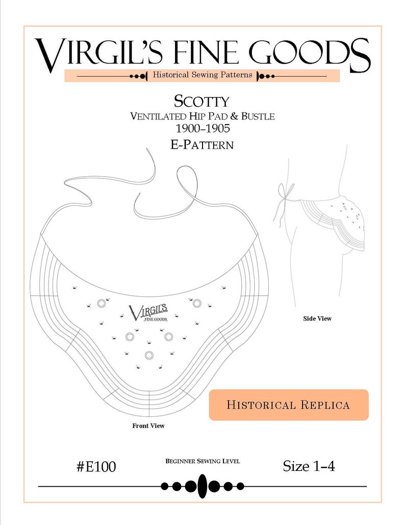 Scotty Ventilated Hip and Bum Pad E100 E-PATTERN DOWNLOAD Historical Sewing Pattern Edwardian Silhouette Enhancer image 1