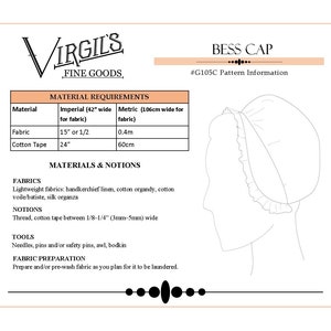 E-PATTERN "Bess" Cap 1770s | G105C | 18th Century Millinery | Simple Cap Pattern | Virgil's Fine Goods Historical Sewing Patterns image 4