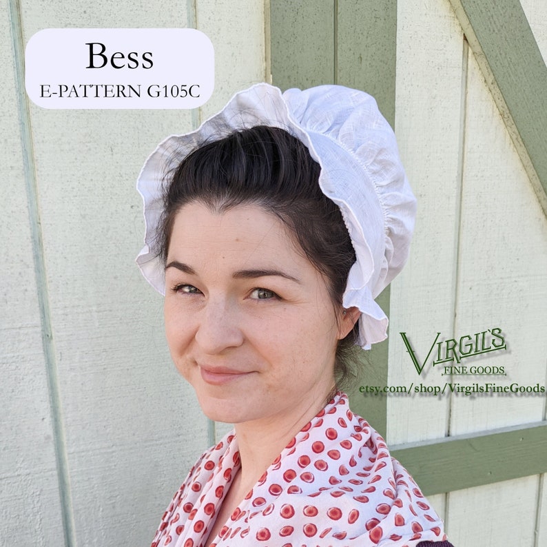 E-PATTERN "Bess" Cap 1770s | G105C | 18th Century Millinery | Simple Cap Pattern | Virgil's Fine Goods Historical Sewing Patterns image 1