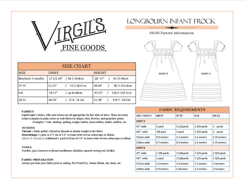 Longbourn Frock R100 Big Kids Sizes Pack E-PATTERN Download Historical Sewing Pattern Regency Children's Clothing image 5