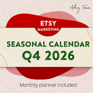 Calendrier marketing Etsy pour le quatrième trimestre de 2026 - octobre, novembre, décembre calendrier téléchargement numérique - Etsy vacances Halloween, Thanksgiving, Noël, etc.