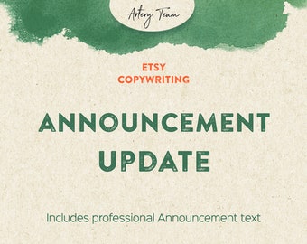 Etsy announcement pack 2024 - Copywriting service and help for Etsy shop owners - Etsy improvements and eCommerce writing service