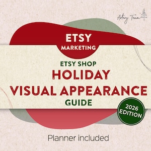 Guia de Apresentação Visual para Lojas Etsy no Natal de 2026 - Banner, Seções, Imagens de Anúncios + Planejador - Descubra como vender mais na Etsy neste Natal.