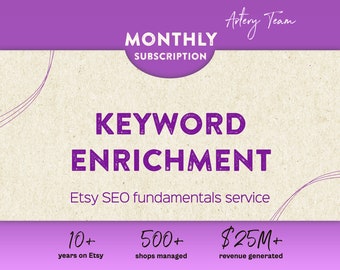 Etsy Monthly SEO marketing service pack - Keywords research and listing help to sell more on Etsy -Guide to bring more visitors to your shop