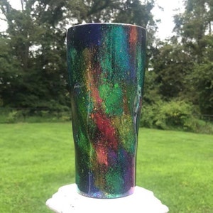 Gorgeous Color Shifting Sparkles on Glittery Resin Tumbler, Galaxy, Northern Lights, Black Opal, 20-oz Twist or 20/30-oz skinny straight