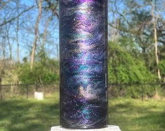 Predominantly Pinks/Purples Galaxy Iridescent Chameleon shifting Sparkle, Mica Inks, Stainless Tumbler, 20-/30-/35-/40-oz sizes, Lid, Straw