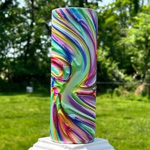 Glow in the Dark Jelly Jewel Tone Swirl Sublimation Tumbler - It's Pretty, It's Cheery, It's Vividly Awesome! 20-ounce Tumbler, lid, straw