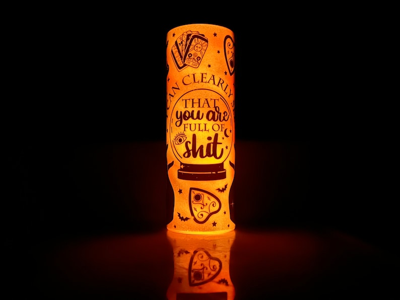 Crystal Ball, Glow in the Dark, Tarot, Witch, Tumbler, "I Can Clearly See That You Are Full of Sh*t" Halloween, Magic, 20-oz with lid/straw