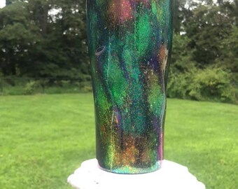 Gorgeous Color Shifting Sparkles on Glittery Resin Tumbler, Galaxy, Northern Lights, Black Opal, 20-oz Twist or 20/30-oz skinny straight