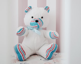 Keepsake Bear - Memory Bear from Baby Clothes - Keepsake Teddy Bear - Bear from Baby Blanket - Cuddles and Keepsakes
