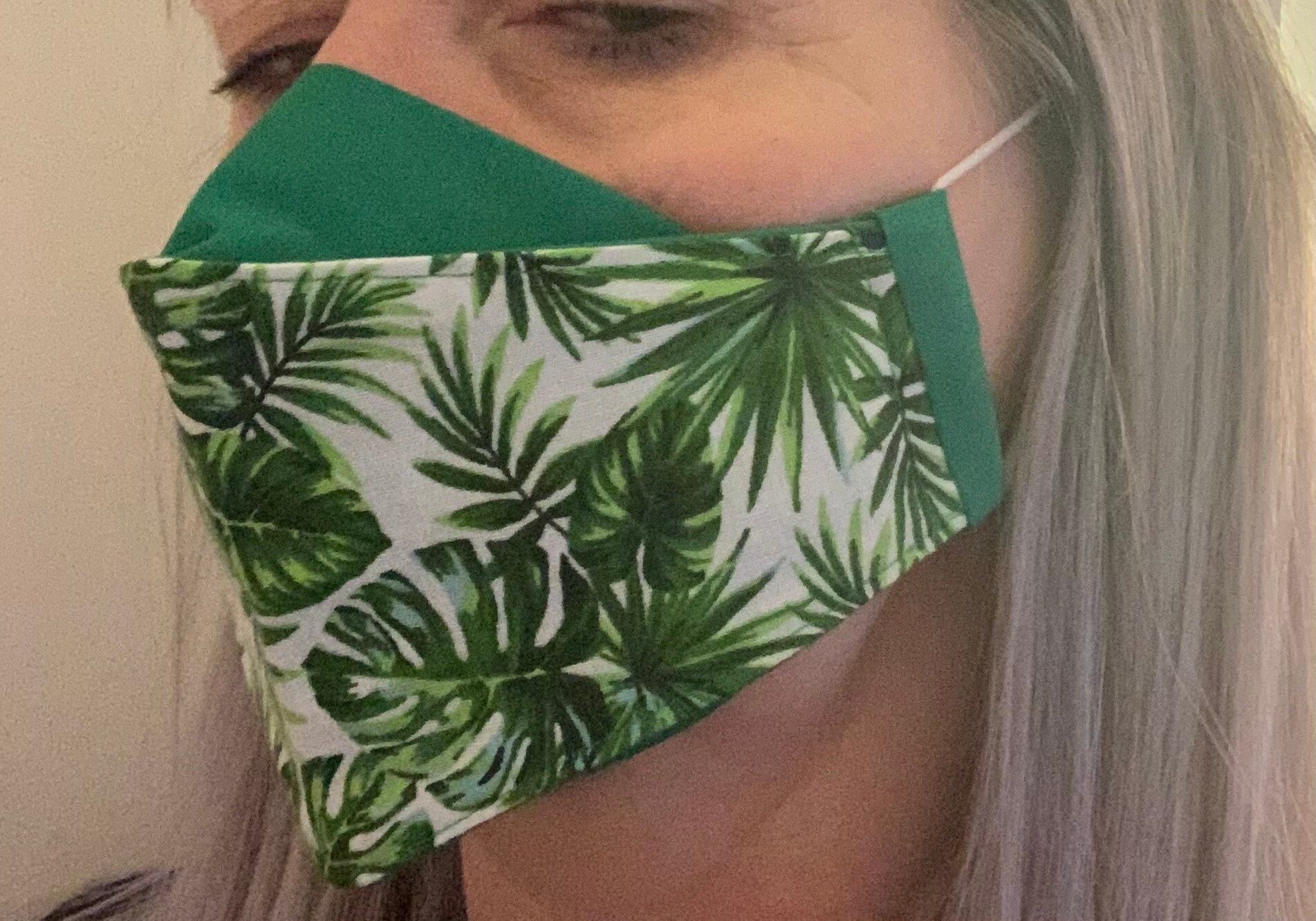 Green leaf face mask. Face covering Etsy