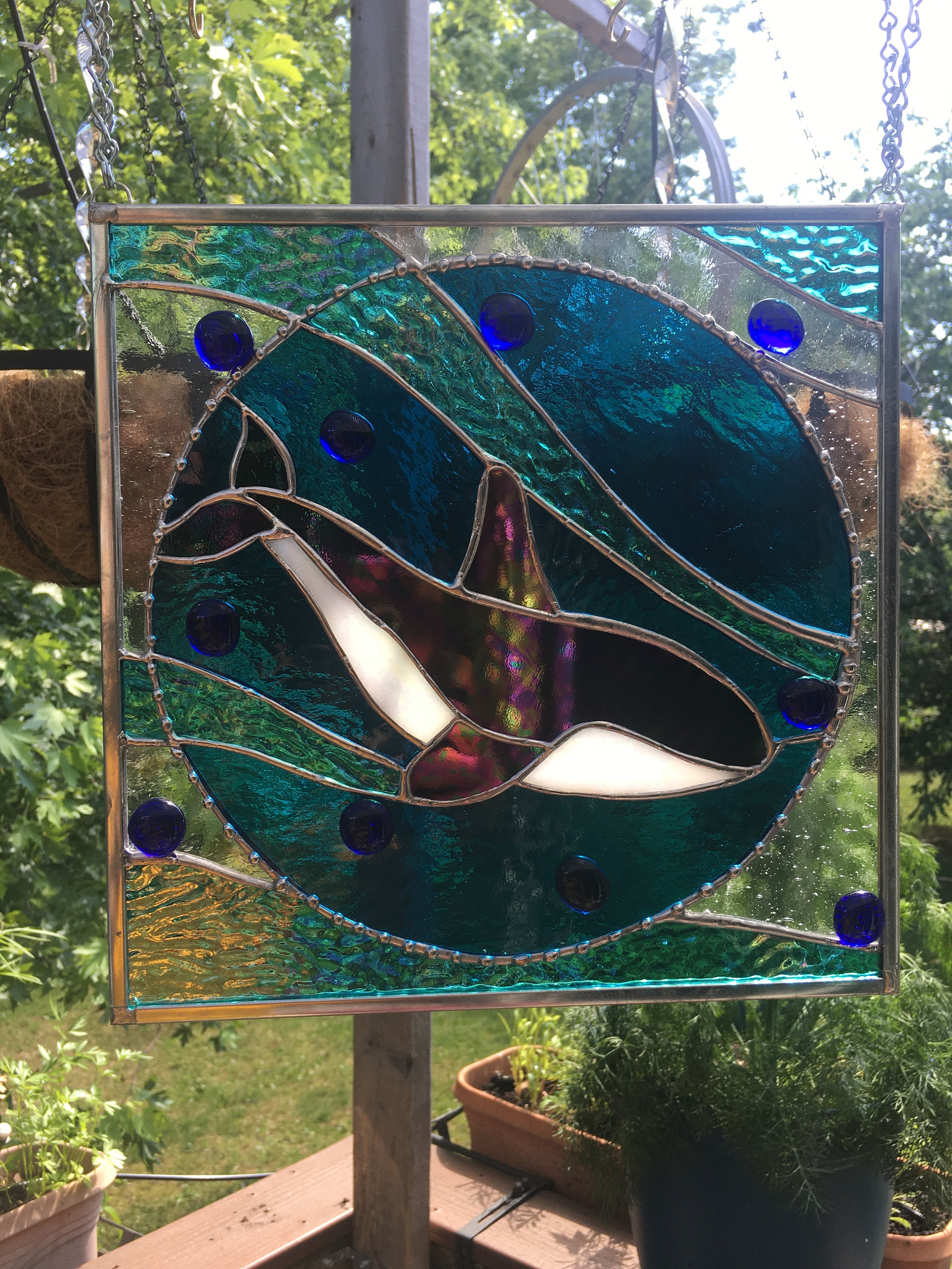 Stained Glass Orca Panel 11 x 11 | Etsy