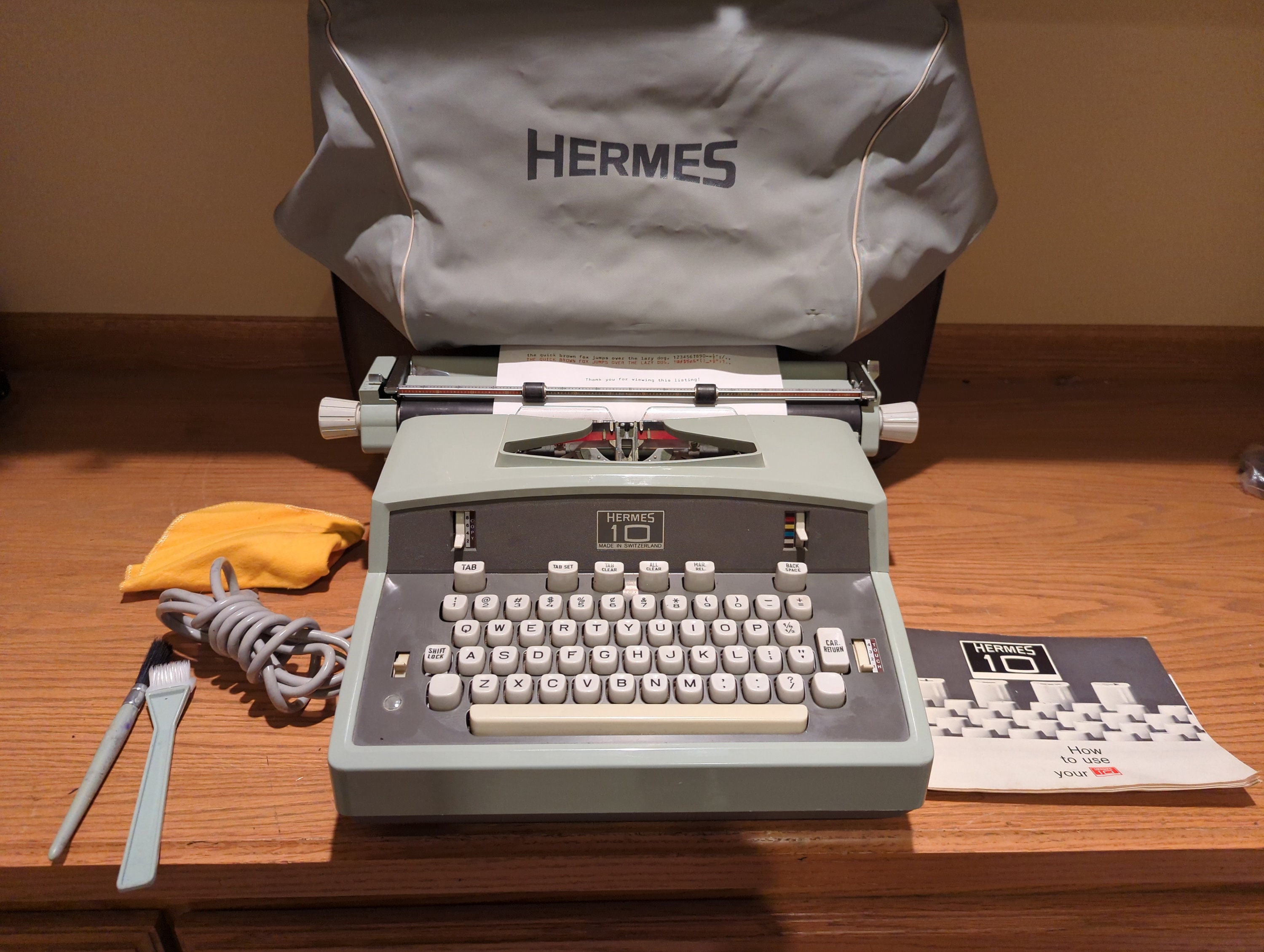 1970 Hermes 10 Electric Typewriter With Carrying Case