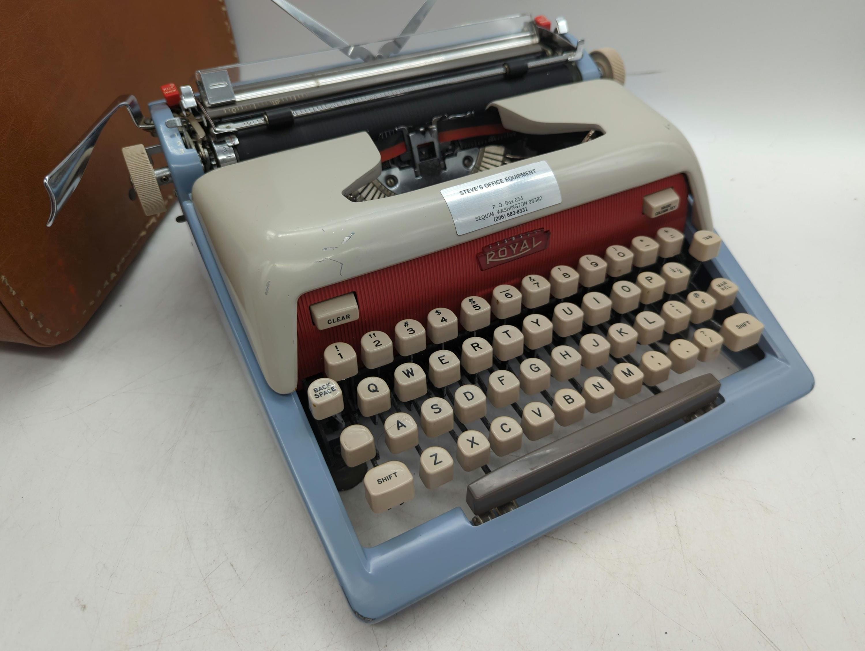 1961 Red, White, and Blue Royal Futura 800 Portable Typewriter