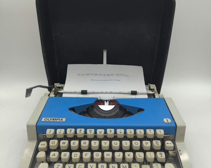 Cursive! 1969 Bright Blue Olympia Traveller Portable Manual Typewriter ...