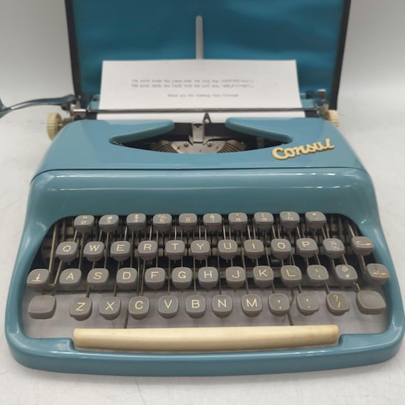 1968 Bright Turquoise Consul 232 Portable Manual Typewriter With