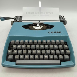 1969 light Teal and Gray Consul 231.2 portable manual typewriter with carrying case