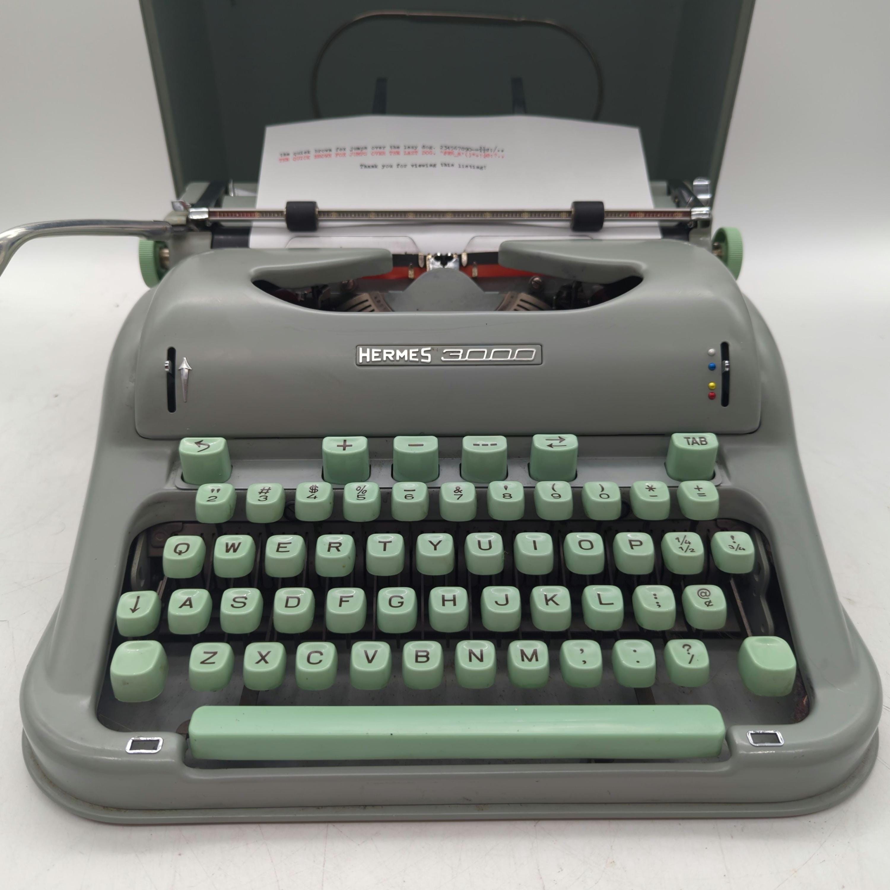 1963 Curvy Hermes 3000 Seafoam Green Portable Manual Typewriter 
