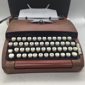 1964 Red  Sears Citation portable manual typewriter with case - Smith Corona clone