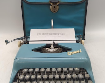 1968 Bright Turquoise Consul 232 Portable Manual Typewriter With