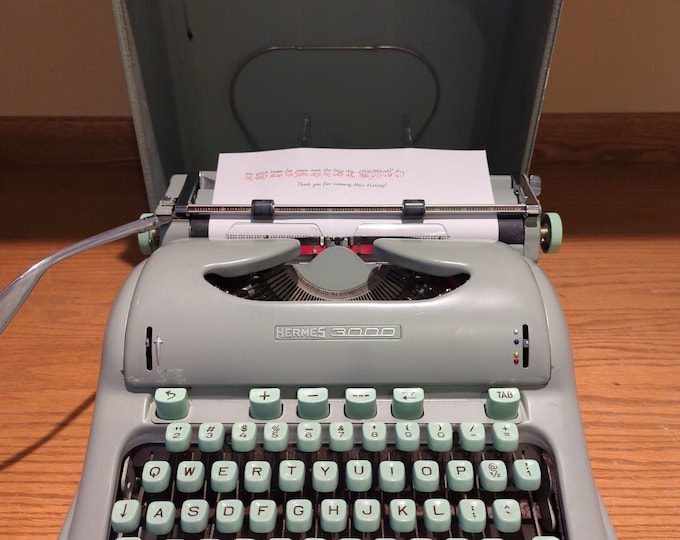 Cursive! 1962 Curvy Hermes 3000 Portable Manual Typewriter With ...
