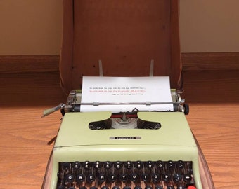 1955 Pistachio green Olivetti Lettera 22 portable manual typewriter with case